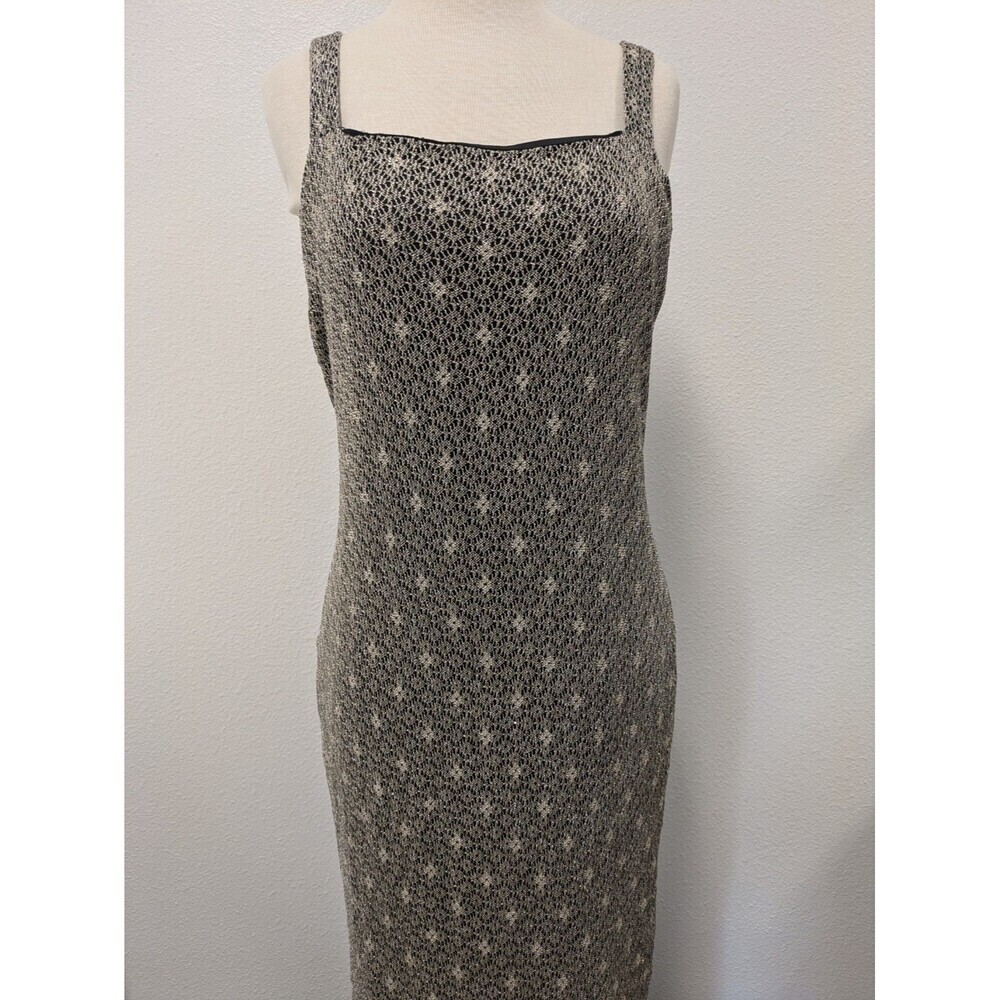 Vintage 90s Y2K Acetate Slinky Silver Sparkle Maxi Dress sz 12 Party Fairy - Picture 5 of 12